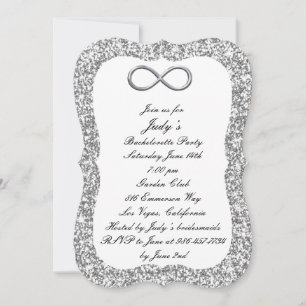 Silver Glitter Silver Infinity Bachelorette Party Invitation