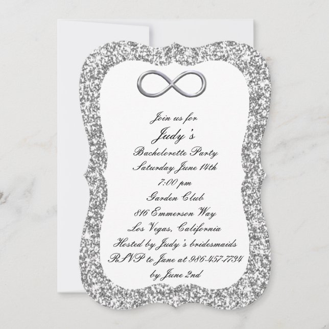 Silver Glitter Silver Infinity Bachelorette Party Invitation (Front)