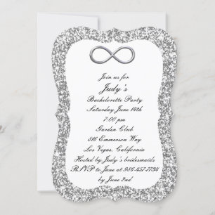 Silver Glitter Silver Infinity Bachelorette Party Invitation
