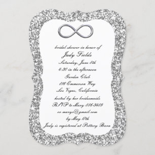 Silver Glitter Silver Infinity Bridal Shower Invitation