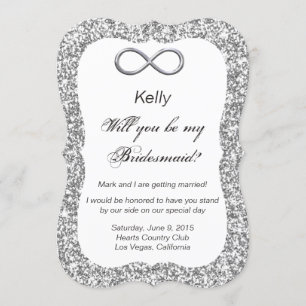 Silver Glitter Silver Infinity Bridesmaid Card