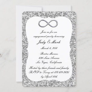 Silver Glitter Silver Infinity Engagement Party Invitation