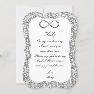 Silver Glitter Silver Infinity Maid Of Honour Card