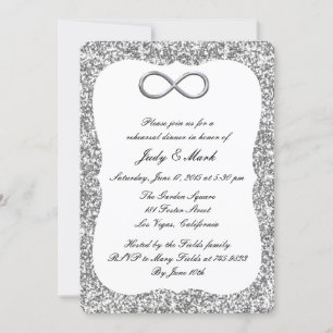 Silver Glitter Silver Infinity Rehearsal Dinner Invitation