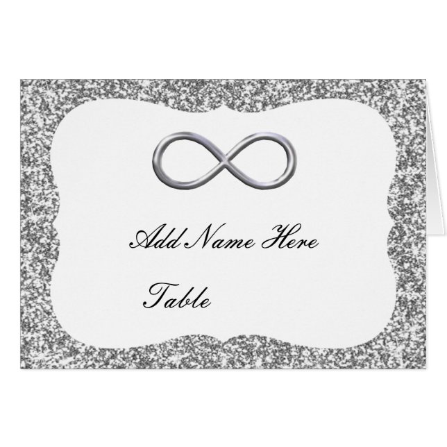 Silver Glitter Silver Infinity Table Place Card (Front Horizontal)