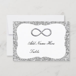 Silver Glitter Silver Infinity Table Place Card