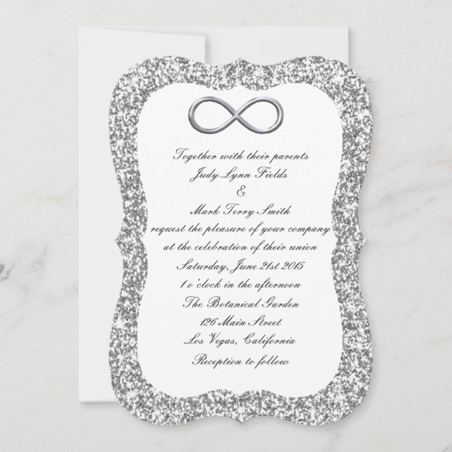 Silver Glitter Silver Infinity Wedding Invitation (Front)