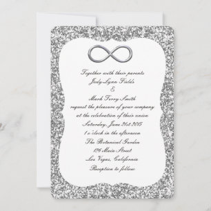 Silver Glitter Silver Infinity Wedding Invitation