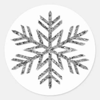 Silver Glitter Snowflake Christmas Holiday Classic Round Sticker