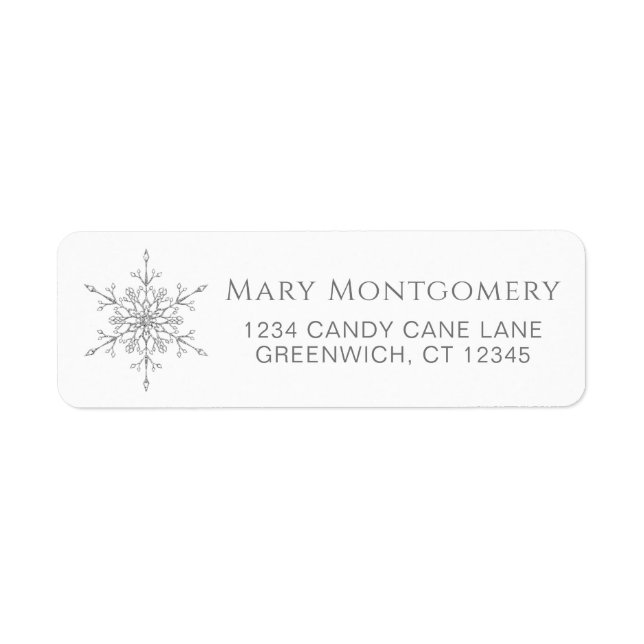 Silver Glitter Snowflake Christmas Return Address (Front)