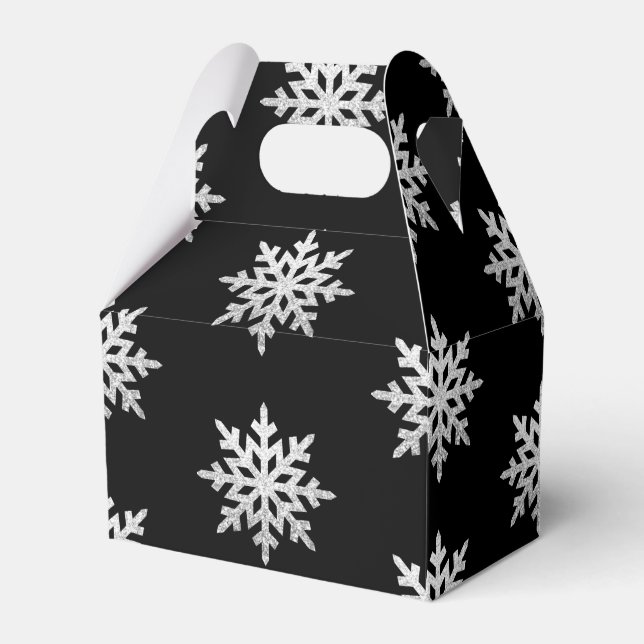 Silver Glitter Snowflake Favour Box (Front Side)