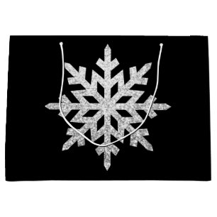 Silver Glitter Snowflake Large Gift Bag