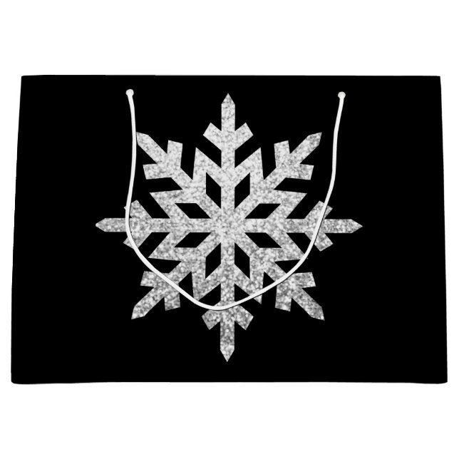 Silver Glitter Snowflake Large Gift Bag (Front)