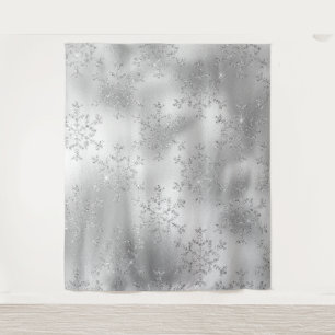 Silver Glitter Snowflake Photo  Backdrop  Tapestry