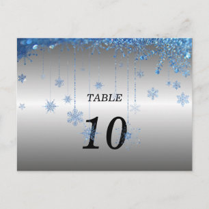 silver glitter snowflake Table Number Postcard