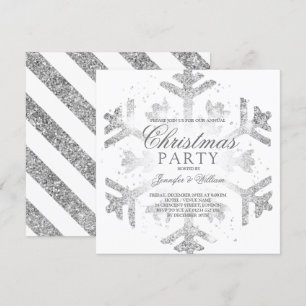 Silver Glitter Snowflake Xmas Holiday Party Invitation