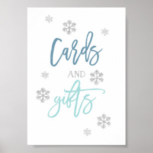 Silver Glitter Snowflakes   Cards and Gifts Sign