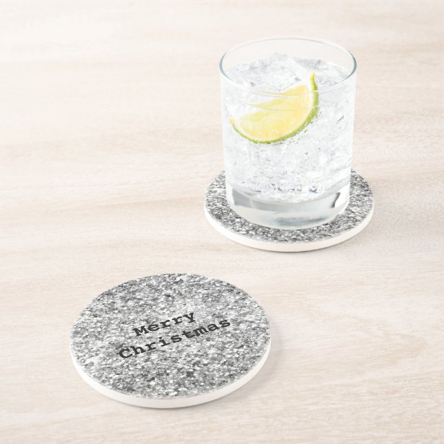 Silver Glitter Sparkle Coaster (Side)