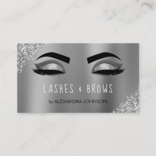 Silver Glitter Sparkle Eyelashes Lashes Brows Business Card