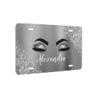Silver Glitter Sparkle Eyelashes Monogram Name