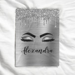 Silver Glitter Sparkle Eyelashes Monogram Name Fleece Blanket<br><div class="desc">Silver Faux Foil Metallic Sparkle Glitter Brushed Metal Monogram Name and Initial Eyelashes (Lashes),  Eyelash Extensions and Eyes Fleece Blanket. The design makes the perfect sweet 16 birthday,  wedding,  bridal shower,  anniversary,  baby shower or bachelorette party gift for someone looking for a trendy cool style.</div>