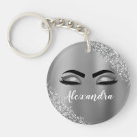 Silver Glitter Sparkle Eyelashes Monogram Name