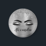 Silver Glitter Sparkle Eyelashes Monogram Name Magnet<br><div class="desc">Silver Faux Foil Metallic Sparkle Glitter Brushed Metal Monogram Name and Initial Eyelashes (Lashes),  Eyelash Extensions and Eyes Magnets. The design makes the perfect sweet 16 birthday,  wedding,  bridal shower,  anniversary,  baby shower or bachelorette party gift for someone looking for a trendy cool style.</div>