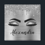 Silver Glitter Sparkle Eyelashes Monogram Name Magnet<br><div class="desc">Silver Faux Foil Metallic Sparkle Glitter Brushed Metal Monogram Name and Initial Eyelashes (Lashes),  Eyelash Extensions and Eyes Refrigerator Magnets. The design makes the perfect sweet 16 birthday,  wedding,  bridal shower,  anniversary,  baby shower or bachelorette party gift for someone looking for a trendy cool style.</div>