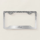 Silver Glitter Sparkle Glam Metal Monogram Name
