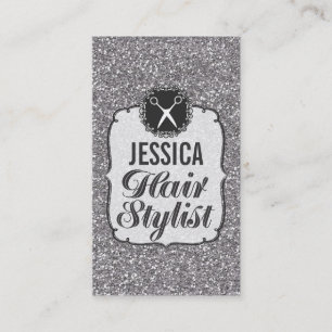 SILVER Glitter Sparkle Hair Stylist Appointment Card