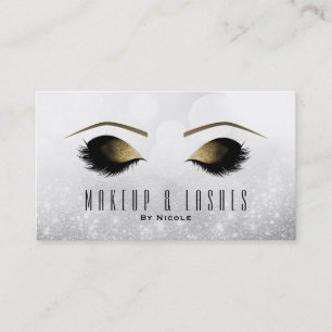 Silver Glitter Sparkle Makeup Eyelashes Beauty Spa Business Card