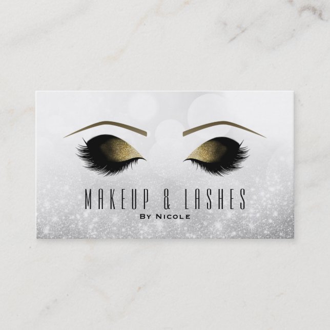 Silver Glitter Sparkle Makeup Eyelashes Beauty Spa Business Card (Front)