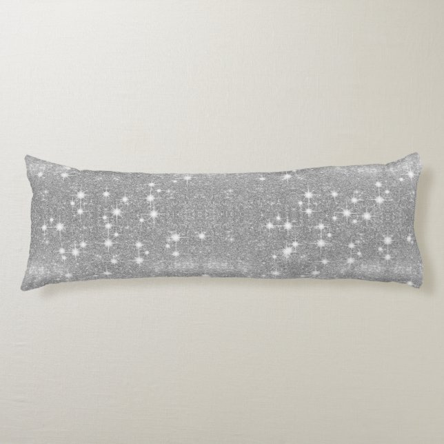Silver Glitter Sparkle Metal Metallic Look Body Cushion (Front)
