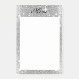 Silver Glitter Sparkle Metal Metallic Look Post-it Notes