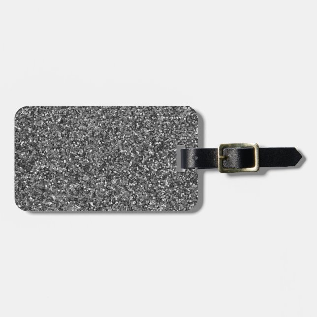 Silver Glitter Sparkle Metallic Luggage Tag (Front Horizontal)