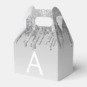 Silver Glitter & Sparkle Monogram Favour Box