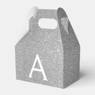 Silver Glitter & Sparkle Monogram Favour Box