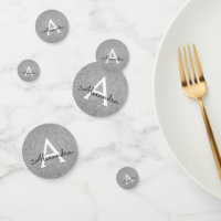 Silver Glitter Sparkle Monogram Party