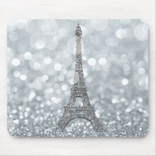 Silver Glitter Sparkle Paris Eiffel Tower Glam Mouse Mat