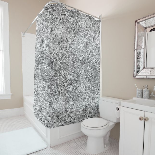 Silver Glitter Sparkle Shower Curtain (In Situ)