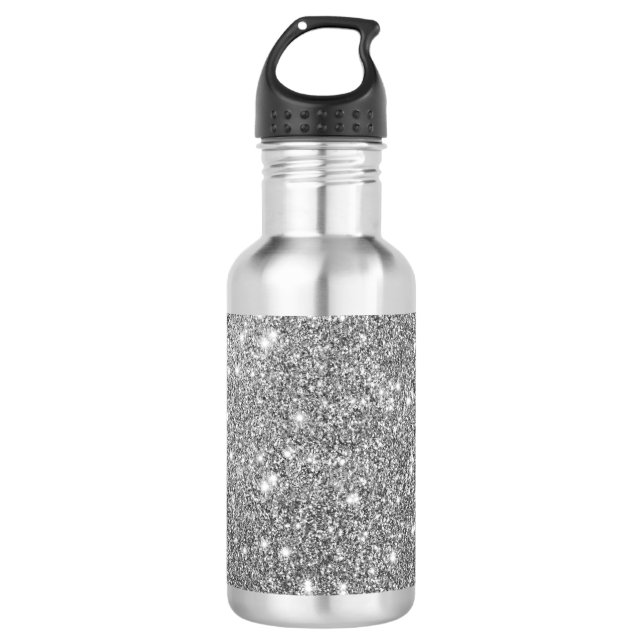Silver Glitter Sparkles 710 Ml Water Bottle (Front)
