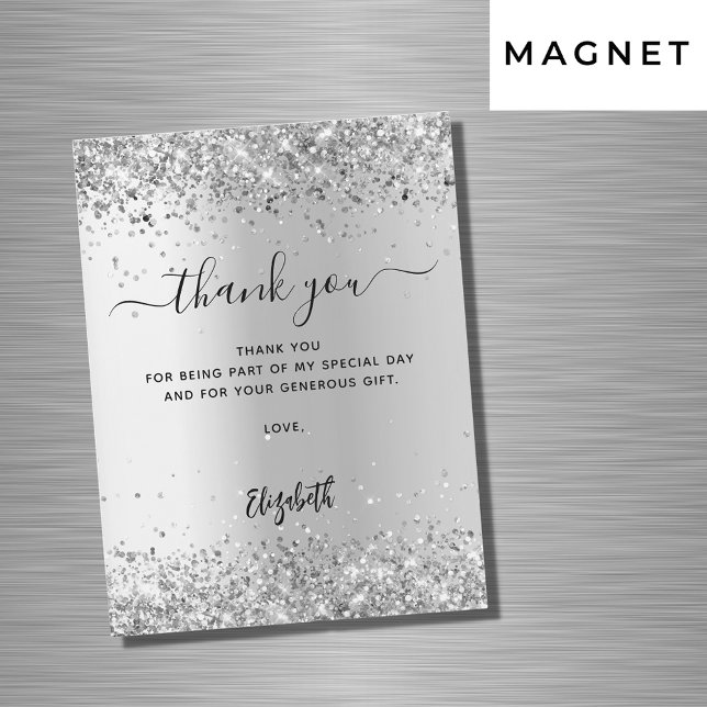 Silver glitter sparkles elegant thank you card (Creator Uploaded)