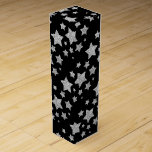 Silver glitter sparkles Stars pattern black Wine Box<br><div class="desc">Cool,  fun,  elegant and unique fashionable X-mas Christmas Winter New Year festive gift for her. 
Beautiful silver grey glitter sparkles stars pattern on customisable black. Photo of sparkles glitter!</div>