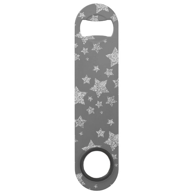 Silver glitter sparkles Stars pattern light grey (Front)