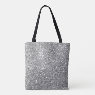 Silver Glitter Sparkles Tote Bag