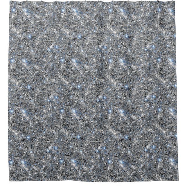 Silver Glitter Sparkles Wedding  Shower Curtain (Front)