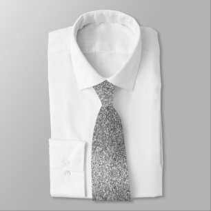 Silver Glitter Sparkles Wedding Tie