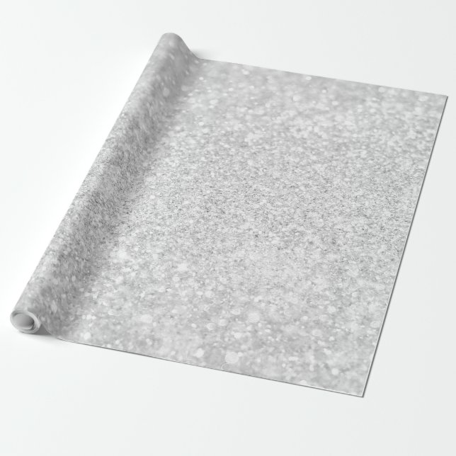Silver Glitter Sparkley Wrapping Paper (Unrolled)
