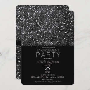 Silver Glitter Sparkling Lights Engagement Party Invitation