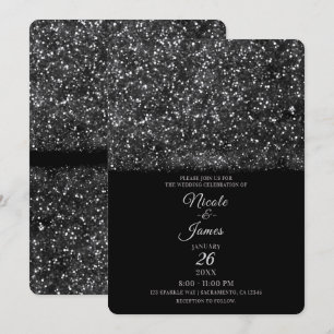 Silver Glitter Sparkling Lights Wedding Invitation